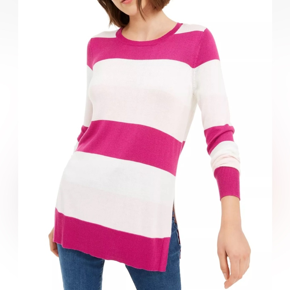 Maison Jules Size S Pink and Fuchsia Striped Lightweight Sweater.